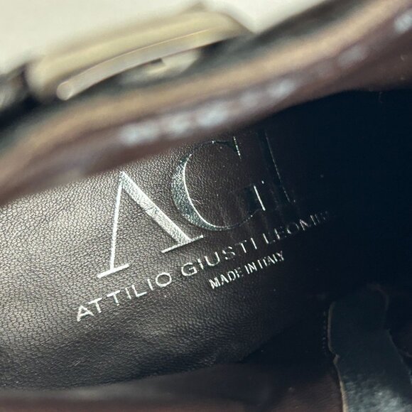 AGL Attilio Giusti Leombruni Double Buckle Leather Wedge Bootie in Black- Sz 9.5 - Picture 9 of 10